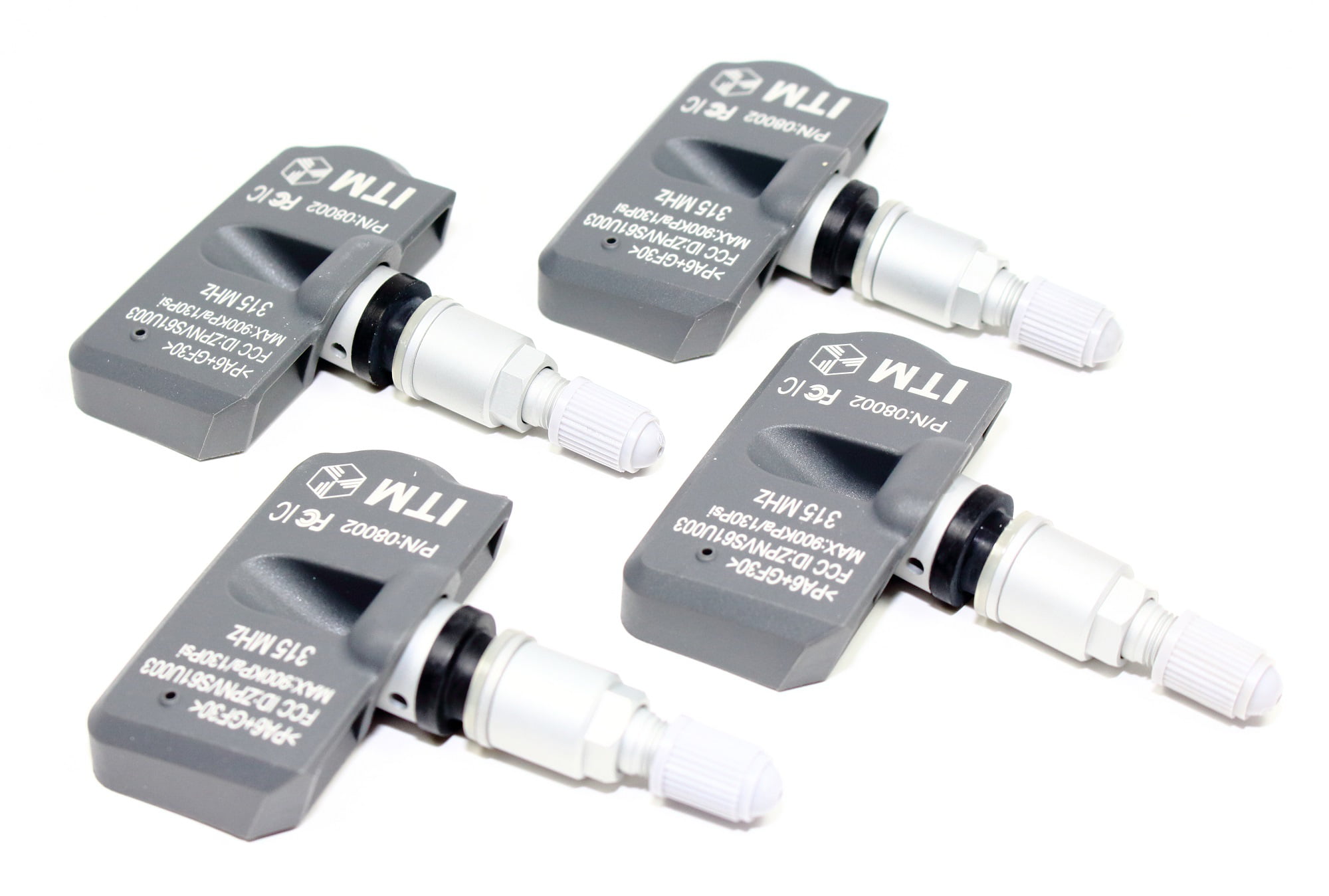 ITM Set of 4 315mhz TPMS Tire Pressure Sensors for 2014-2019 Infiniti Q70 Replacement w/Silver Aluminum Valve Stems 