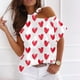 thumbnail image 2 of Mujeres Verano Cuello Redondo Manga Corta Estampado Sin Tirantes Camiseta Tops Blusas Pompotops  hfajkhk129225, 2 of 5