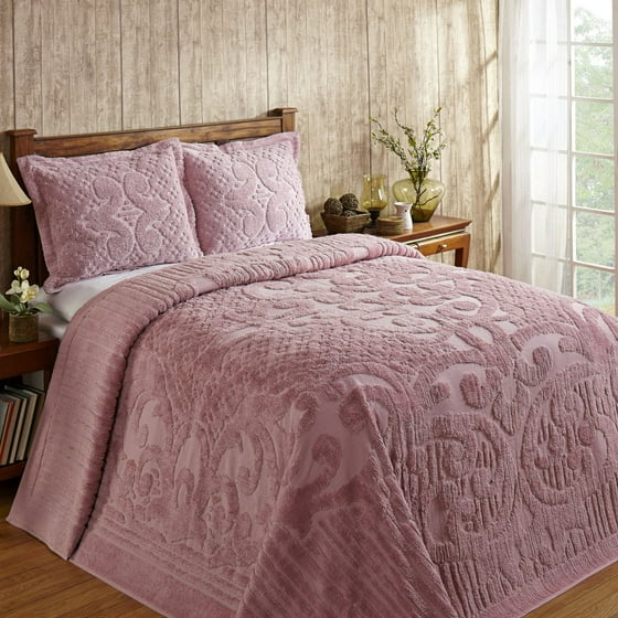 Ashton Chenille Bedspread, 81"X110"/Twin, Pink