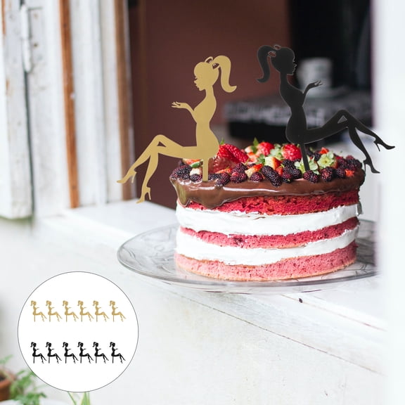 LEORX Acrylic Cake Toppers with Beautiful Girl Design for Decoration Assorted Color 12PCS