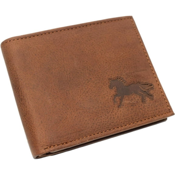 Marshal Horse Running RFID Blocking Men's Genuine Leather Bifold Trifold Wallets for Men Trifold