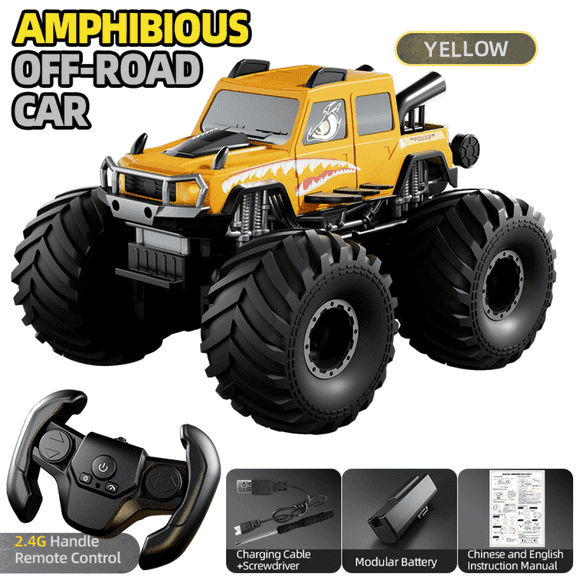 Amphibious Remote Control Cars RC Truck 4WD Offroad All Terrain RC Stunt Car for Kids Boys Gifts