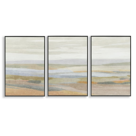 Stupell Industries Beachy Mellow Landscapes Landscape & Nature Painting Black Framed Art Print Wall Art, 12 x 18, Set of 3