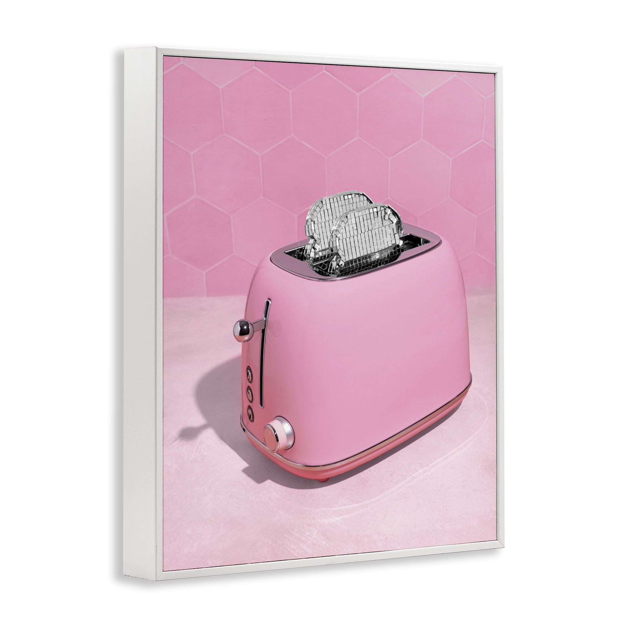 Stupell Industries Disco Toaster over Pink White Framed Giclee Art, design by LISH Creative