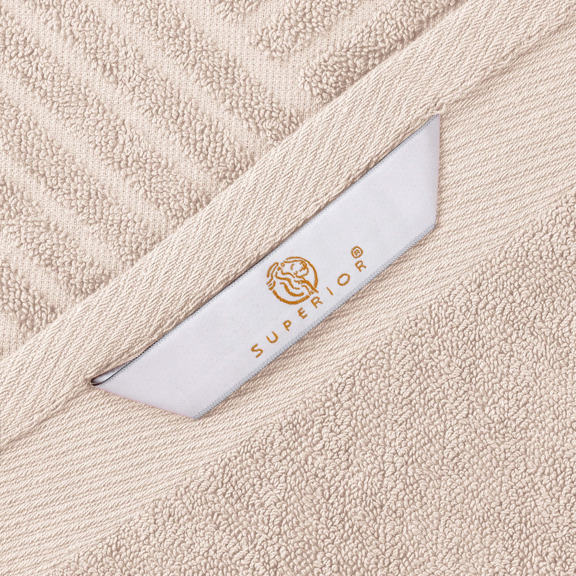 Superior Basketweave Egyptian Cotton Jacquard 3 Piece Towel Set, Ivory