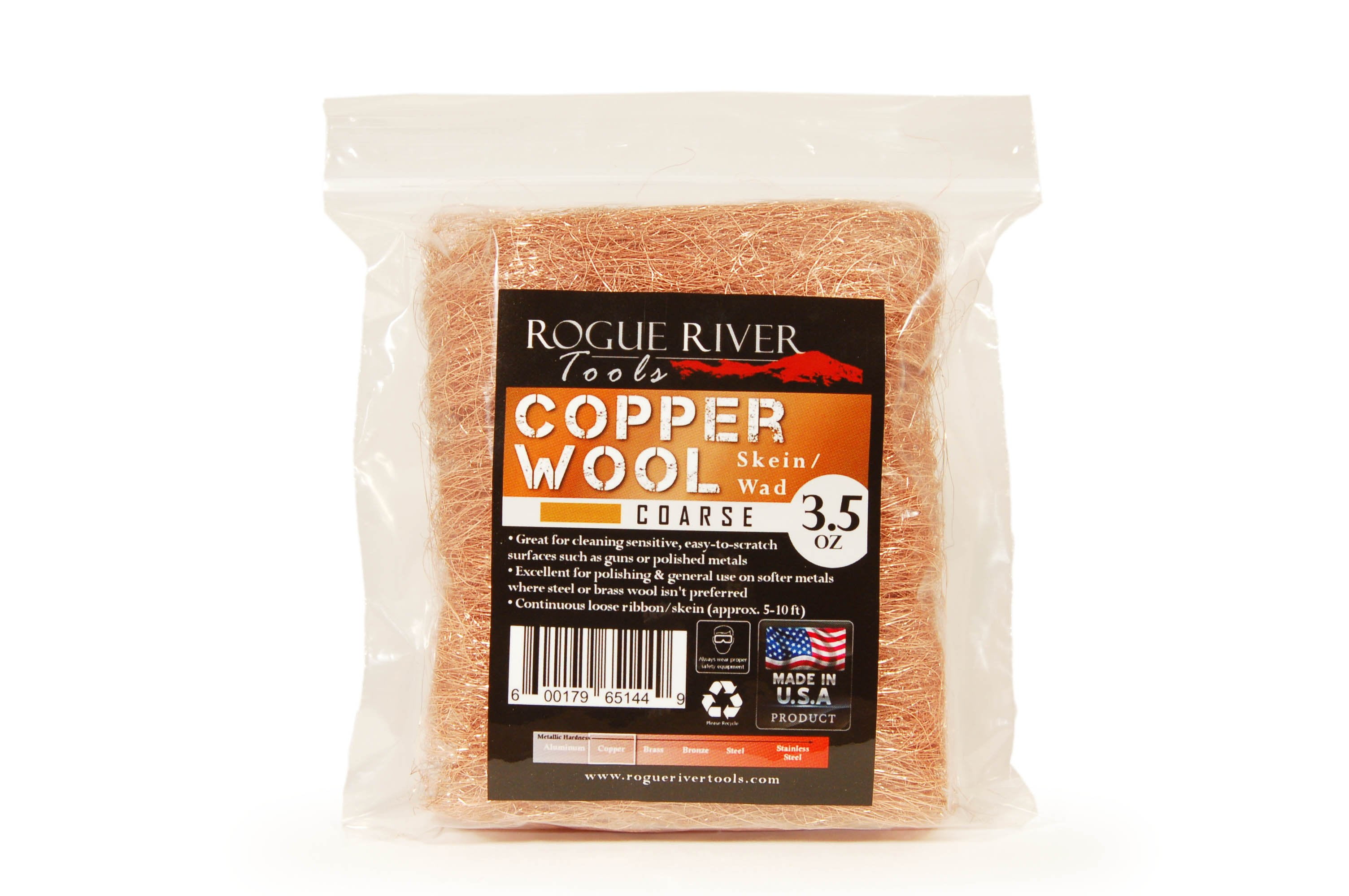 Copper Wool 3.5 Oz Skein/Pad by Rogue River Tools. COARSE grade Made