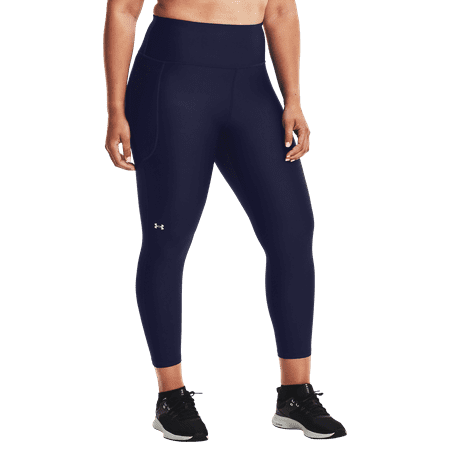 Under Armour HeatGear Armour No-Slip Waistband Ankle Leggings for Ladies - Midnight Navy/White - XL - Short