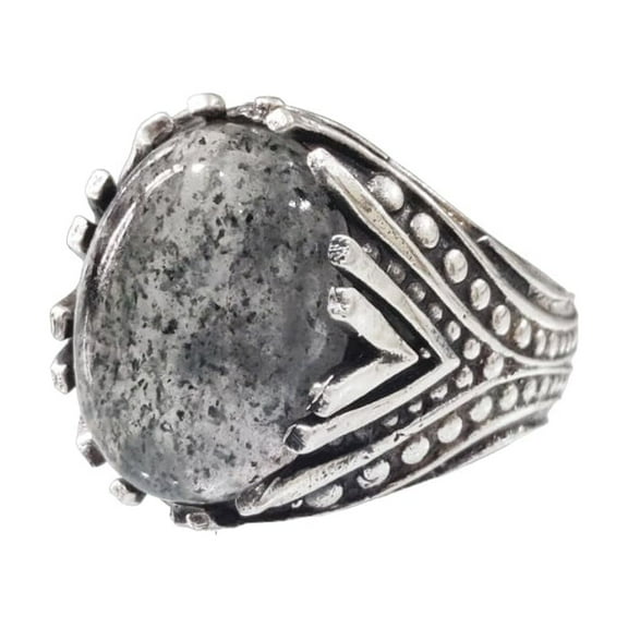 Black Rutile Mans Ring, Natural Black Rutilated Quartz, Quartz Silver Jewelry, 925 Silver Ring, Gift, Heavy Mens Ring, Arabic Design, Ottoman Style Ring, Christmas, Turkey Mens Signet Ring