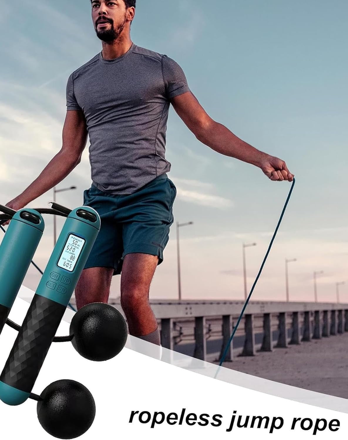 Runaivete Skipping Rope with Counter, 2026 New Cordless Jump Rope,  Gravity Ball Skipping Tangle-Free Jumping Rope with Adjustable Digital Timer & Calorie for Lose Weight - Shape a Perfect Body