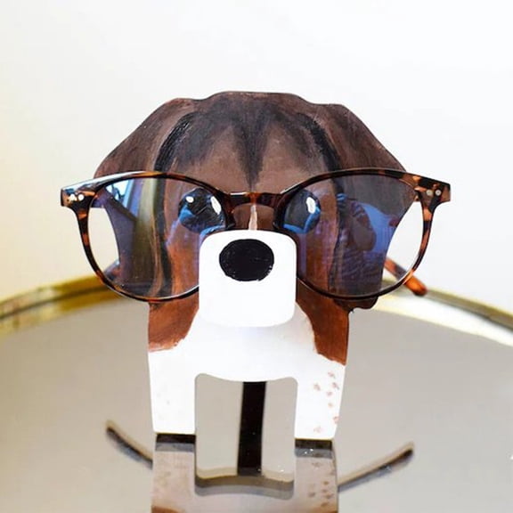 Werulen Wooden Sunglasses Holder Stand, Hand-Carved Animal Glasses Organizer for Desk, Decorative Office Home Accessories, Eyewear Display Storage Rack for Glasses and Small Jewelry
