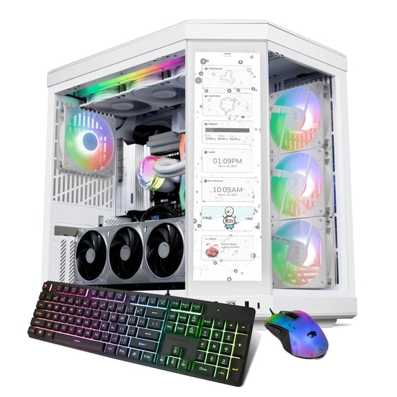 iBUYPOWER Y70TI Gaming PC Desktop Computer with HYTE Touch Screen Case, Intel Core Ultra 9 285 CPU, NVIDIA RTX 5070Ti 16GB GPU, 32GB DDR5 RGB RAM,2TB SSD,Windows 11 Home,Keyboard,Mouse-Y70TIWI9N57T01