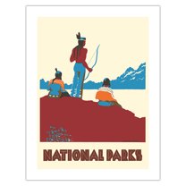 National Parks - Native Americans - Vintage Travel Poster by Dorothy Waugh c.1935 - Bamboo Fine Art 290gsm Paper (Unframed) 17x22in