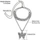 thumbnail image 4 of Conjunto de collar de eslabones cubanos de mariposa-Cadena de collar de hip hop para mujer con diamantes de imitación brillantes, accesorio de moda para los amantes del hip hop Adepaton LRWJ706-1, 4 of 8