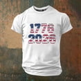thumbnail image 2 of Rggeeun Men'S T-Shirts Red White And Blue Stripes 1776-2026 Graphic Print Short Sleeve Crew Neck Casual Comfortable For 4th Of July Pool Party Vintage Tee,White,Xxxxxl, 2 of 4