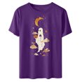 thumbnail image 2 of GaThRRgYP T Shirts for Women Tops Summer,Halloween Day Shirts Womens Printed T-Shirt Short Sleeve Graphic Tees Purple S, 2 of 3