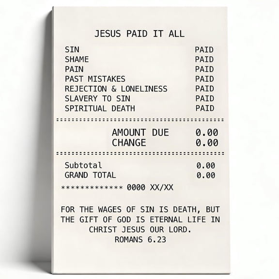Premium Framed Canvas Wall Art - Jesus Paid It All Religious Decor, Inspirational Bible Verse Wall Art for Christian Home Decor, Easy to Hang 8*12inch(20*30cm)