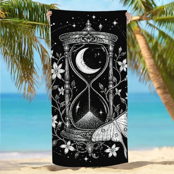 RKSupls 30x60inch Beach Towel Hourglass With Moon And Moth Oversized Microfiber Beach Towel - Machine Washable Ultra-Soft Microfiber, Ideal for Bathroom beach yoga