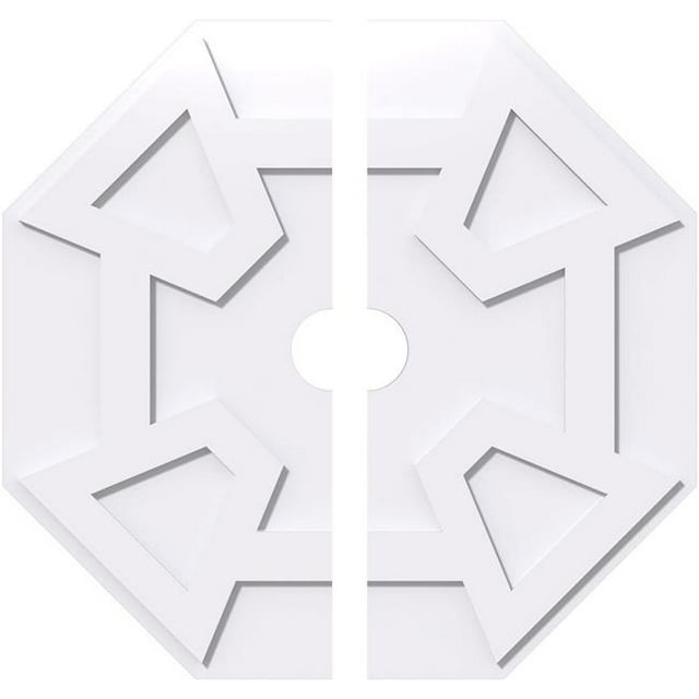 Ekena Millwork CMP32LG2-04000 32 in. OD x 4 in. ID Square Logan Architectural Grade PVC Contemporary Ceiling Medallion - 2 Piece