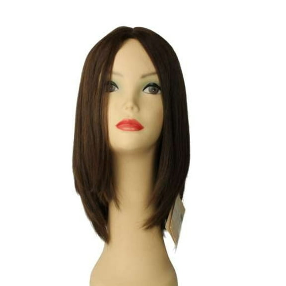 European Human Hair Freeda Wig Riva Brown Dark Part Size M