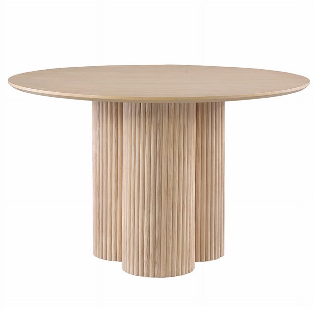 Pemberly Row Light Brown Oak Wood Pedestal Dining Table (Seats 4)