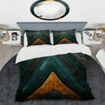 thumbnail image 2 of Designart "Marble Chevrons Pyramid in Gold and Blue" Abstract Tile Bedding Covert Set - Abstract Yellow Modern Bed Set With 2 Shams, 2 of 5
