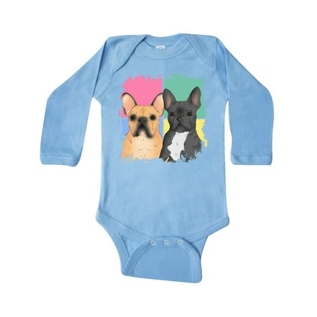 

Inktastic French Bulldogs with Colorful Grunge Background Gift Baby Boy or Baby Girl Long Sleeve Bodysuit