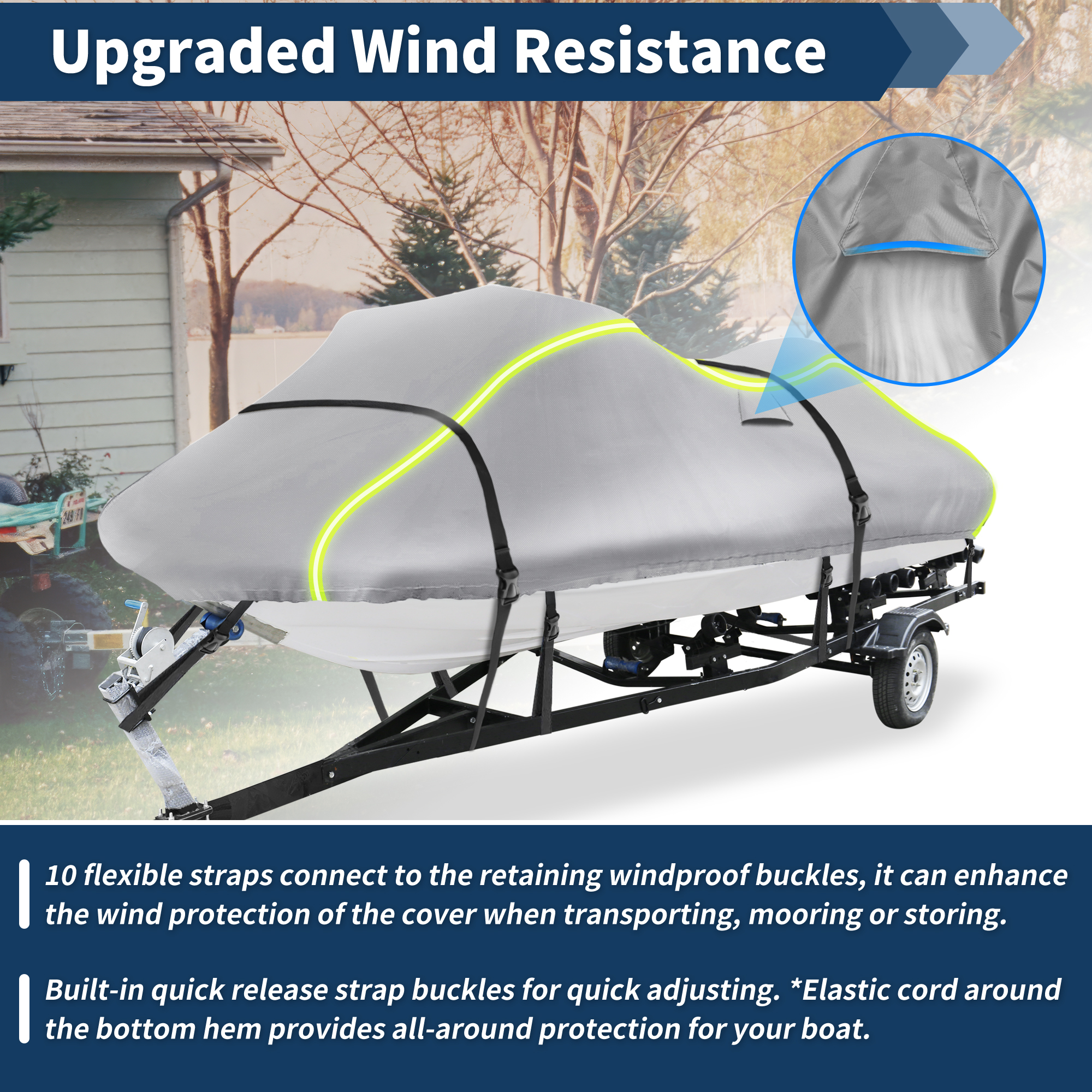 Unique Bargains 300D Duty Oxford Anti-UV Waterproof Trailerable PWC Cover Silver 90"