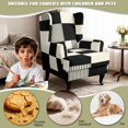 thumbnail image 4 of HUISEFOR Wingback Chair Covers, Stretch Wingback Armchair Slipcover, 2 Piece, 1 Wing Cover & 1 Cushion Cover, Full Protection, Black White Block Stripe, 4 of 7