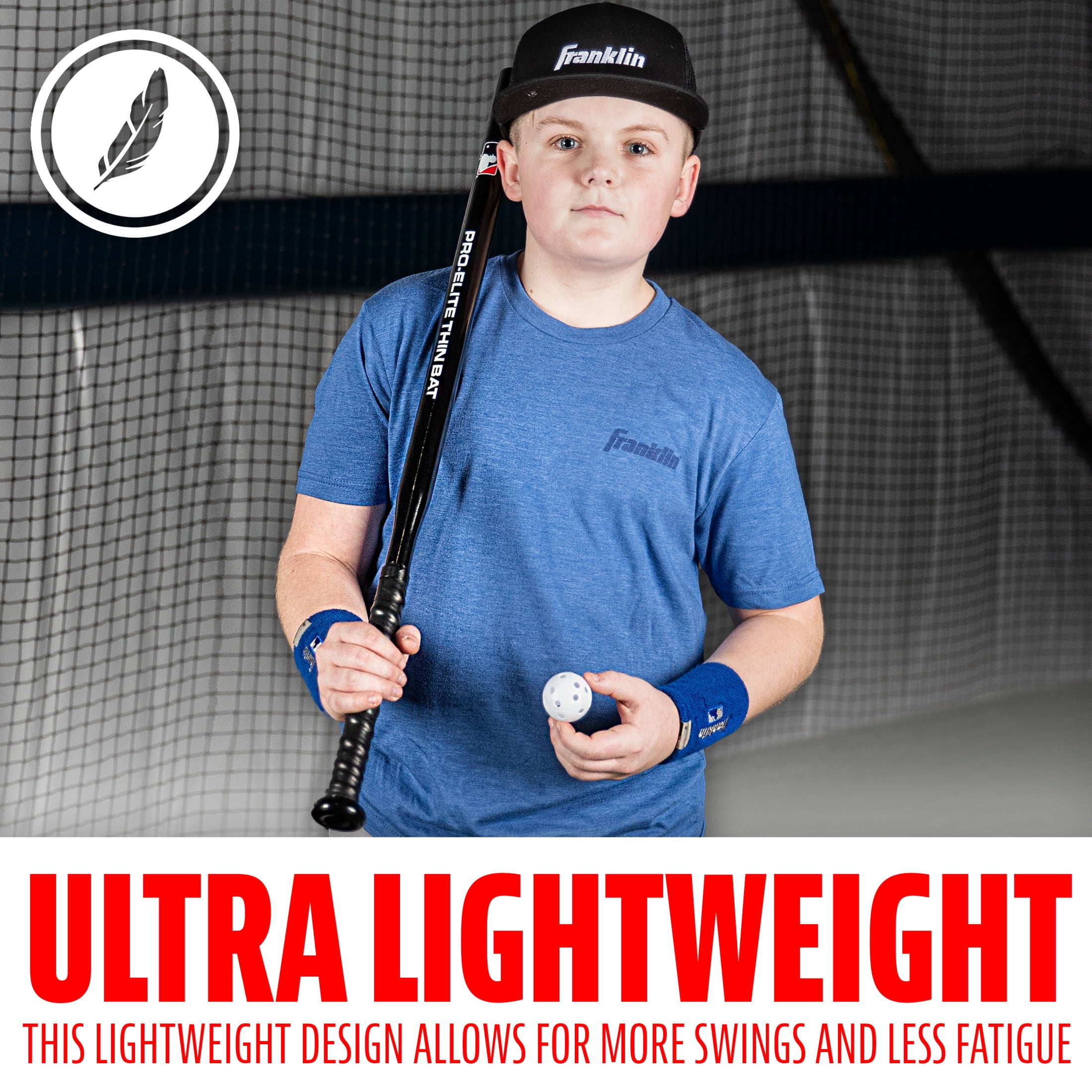 Franklin Sports Baseball Training Bat + Ball Set - Thin Stick Bat