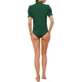 thumbnail image 3 of INSPIRAR CHIC Camiseta de Manga Corta con Botones para Mujeres, Mono de Trabajo, Color Verde Oscuro, Talla S, 3 of 6