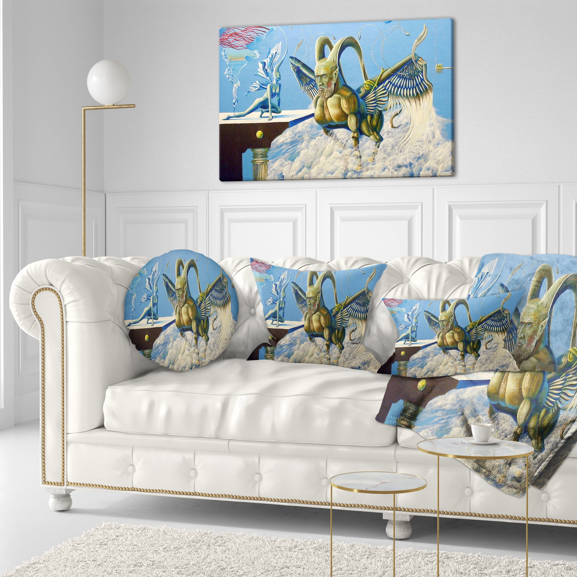 Designart Cherubim - Abstract Portrait Throw Pillow - 12x20