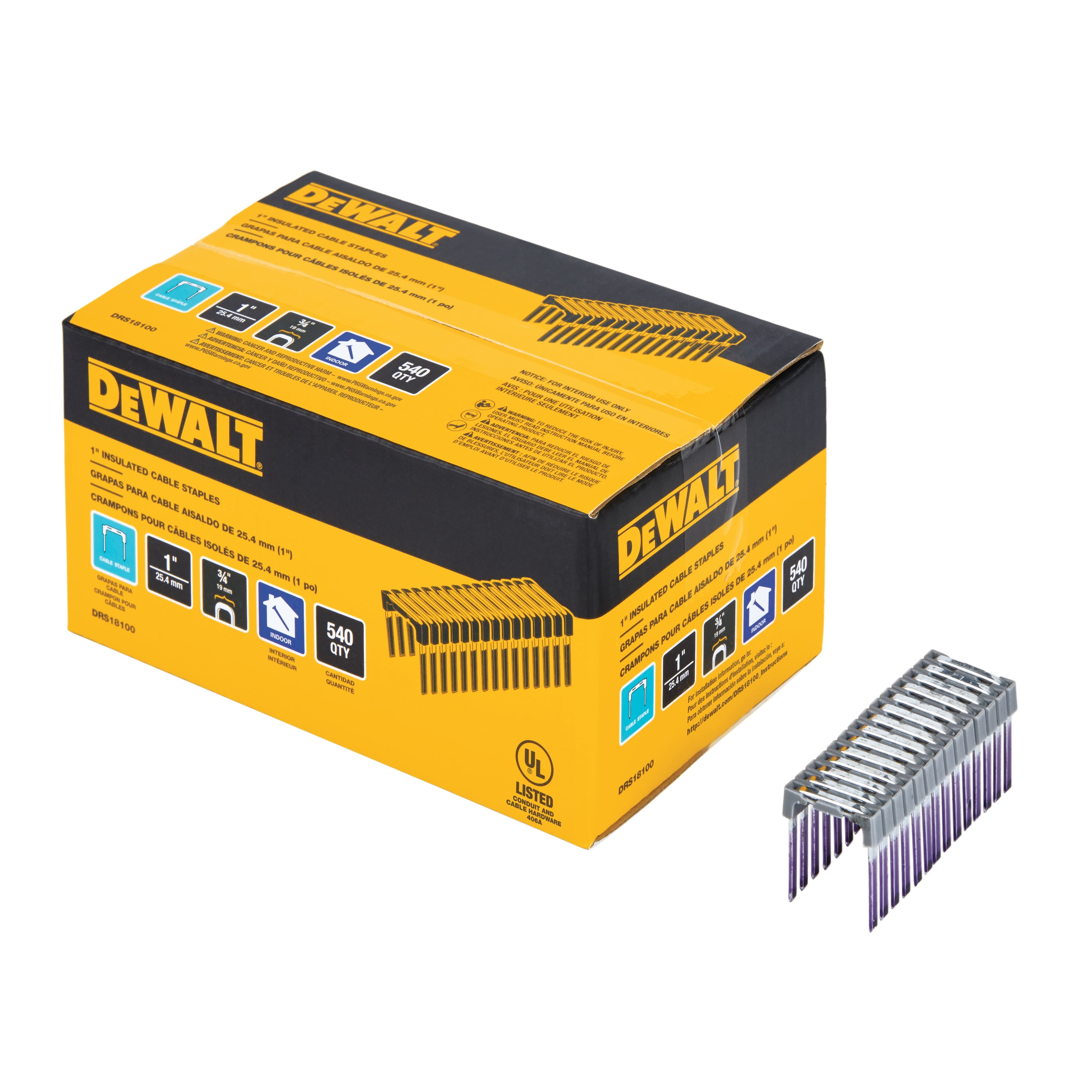 DEWALT DRS18100 1" Plastic Insulated Cable Staples, for