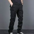 thumbnail image 5 of Yaoyar Mens Cargo Pants Casual Joggers Sweatpants Elasticated Waist Workout Hiking Pants with Multi-Pockets(Black,2XL), 5 of 7