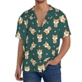 thumbnail image 3 of Xecao offers the Cute Shiba for Men's Casual Short-sleeved Shirt, a button-up collared shirt with a pocket, perfect for beach vacations and yacht travel in the X-Large size., 3 of 7