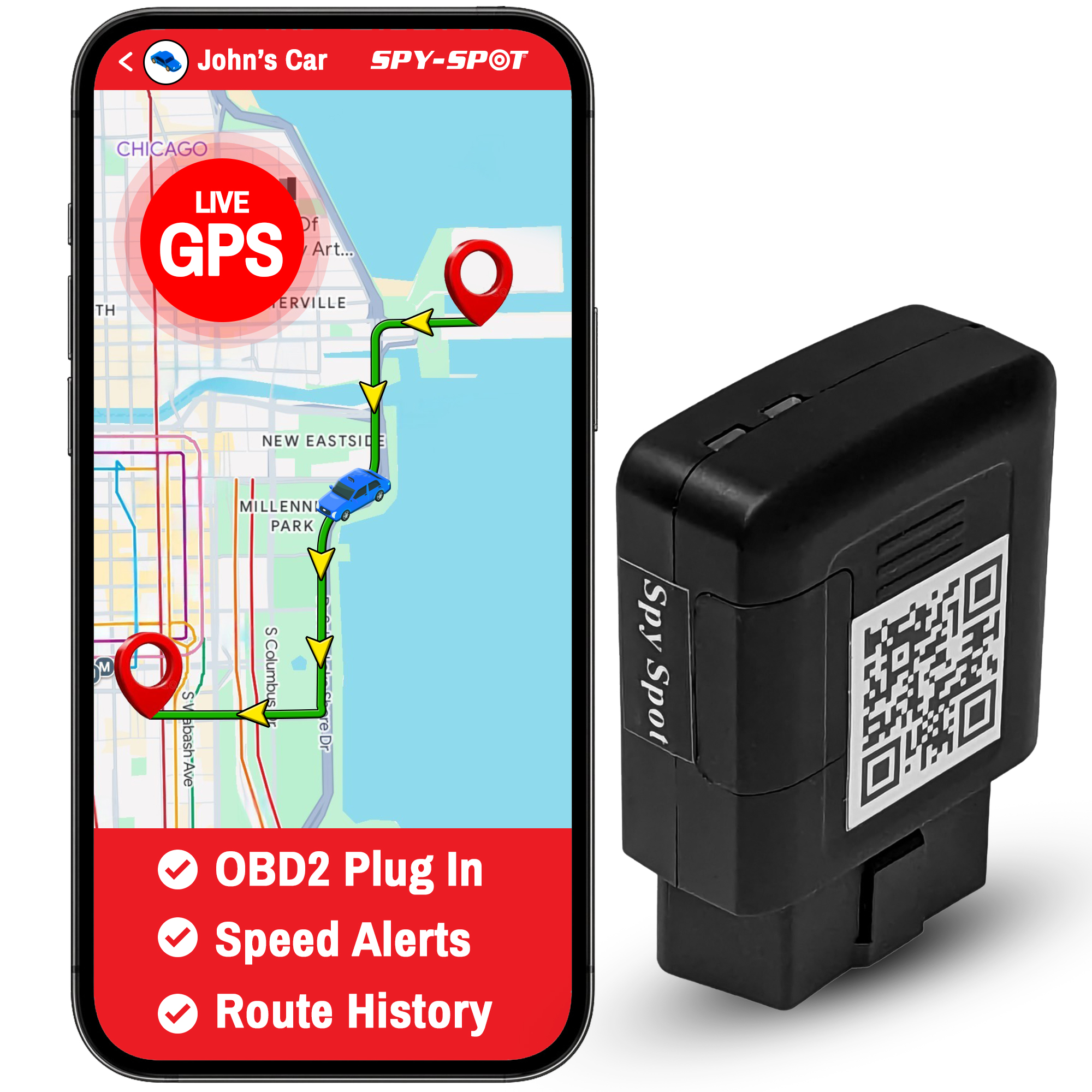 Spy Spot OBD II 4G GPS Tracker GV500MA Real Time View, Teen Driver Coach, Track Mileage
