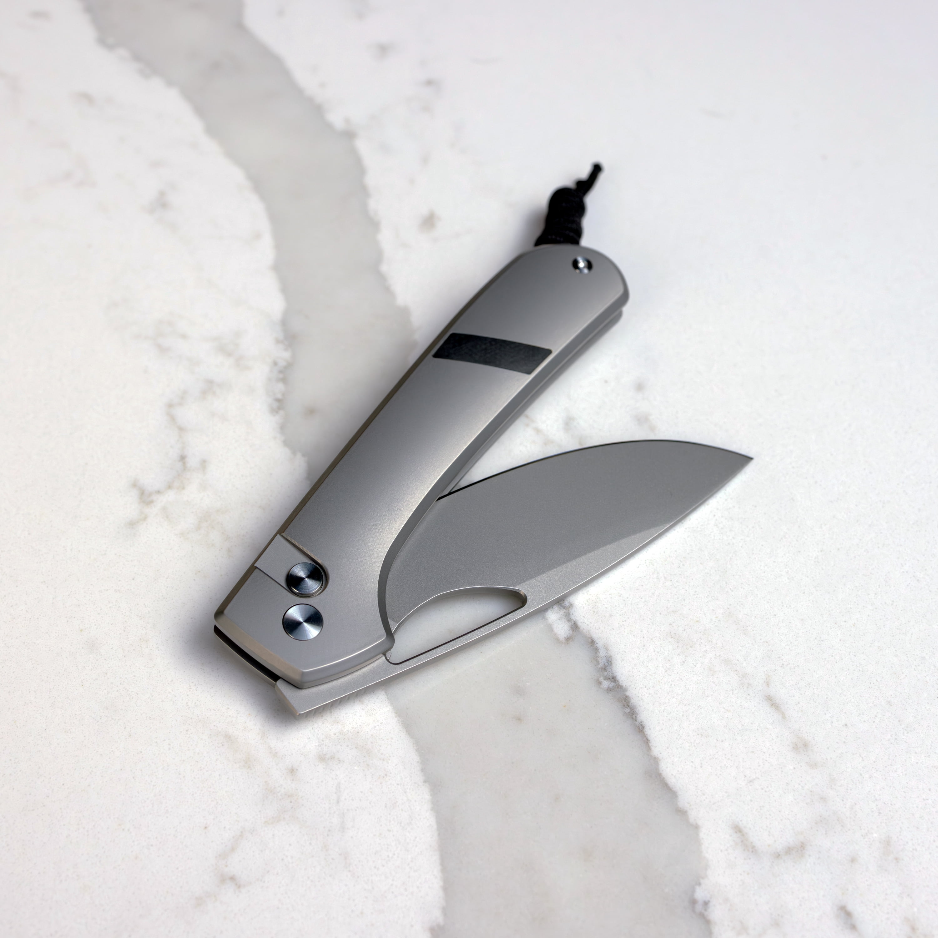 Swiss Tech Losung Premium Folding Knife, Titanium Handle, S35VN Steel, Button Lock, Micarta Inlay