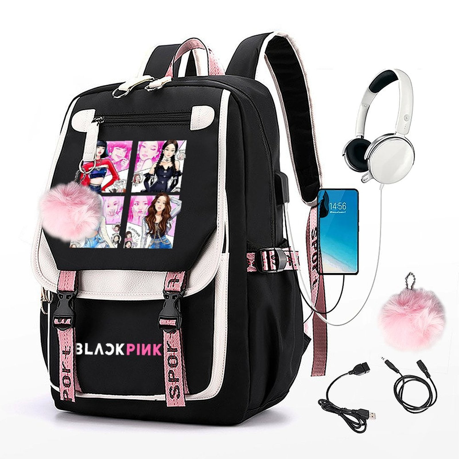 Kpop Blackpink Merch Backpack Schoolbag Casual Travel Laptop