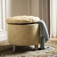 thumbnail image 5 of Safavieh Amelia Round Upholstered Storage Ottoman, Gold, 5 of 9