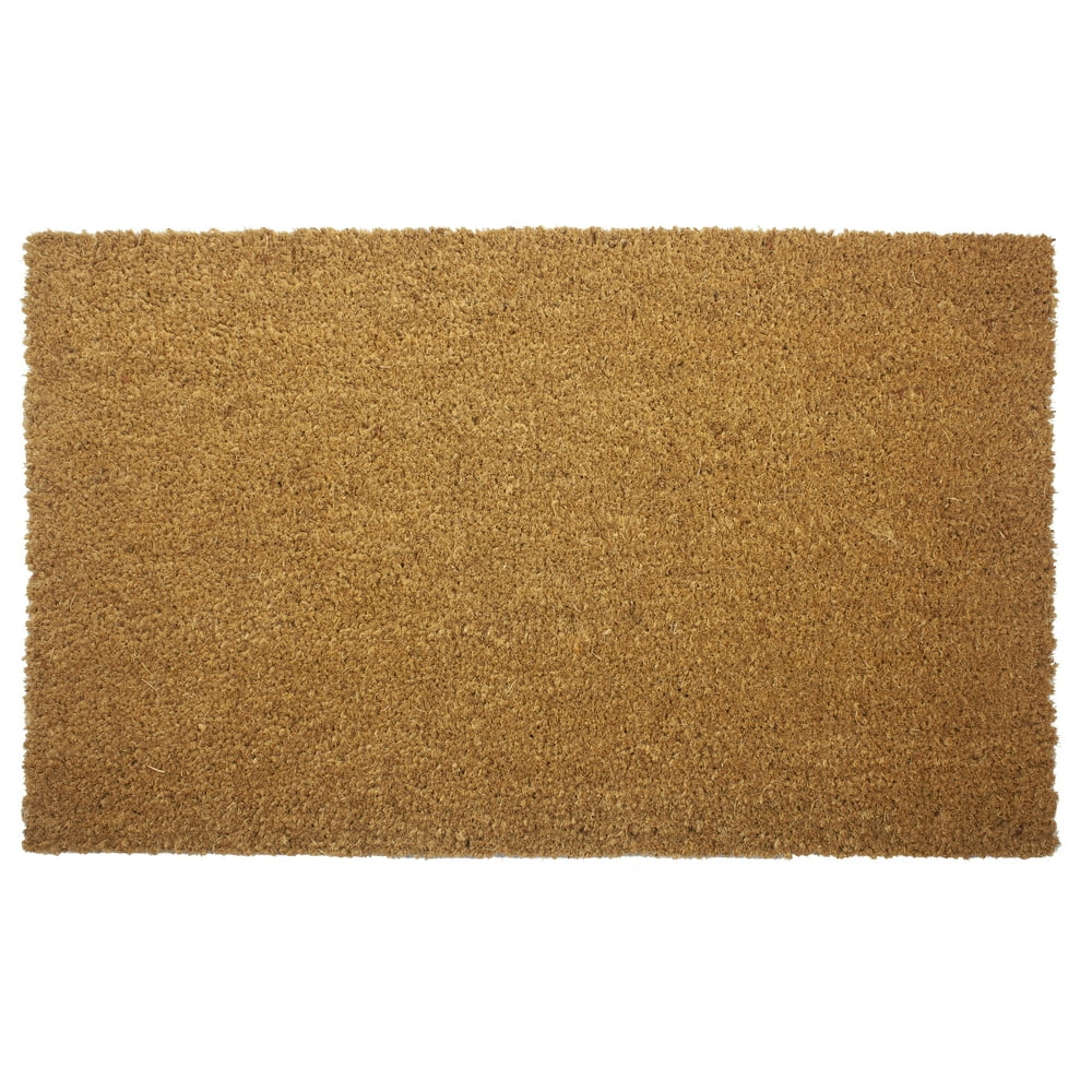 Entryways Coir Doormat w/Backing, 18'' x 30'', Natural Coir and Black
