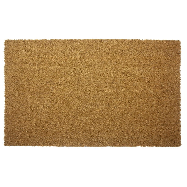 Entryways Coir Doormat w/Backing, 18'' x 30'', Natural Coir and Black