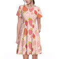 thumbnail image 1 of Bixox Robe d'Été à Manches Courtes pour Femmes Robe Ample Longueur Genou avec Poches-Fraise, 1 of 7