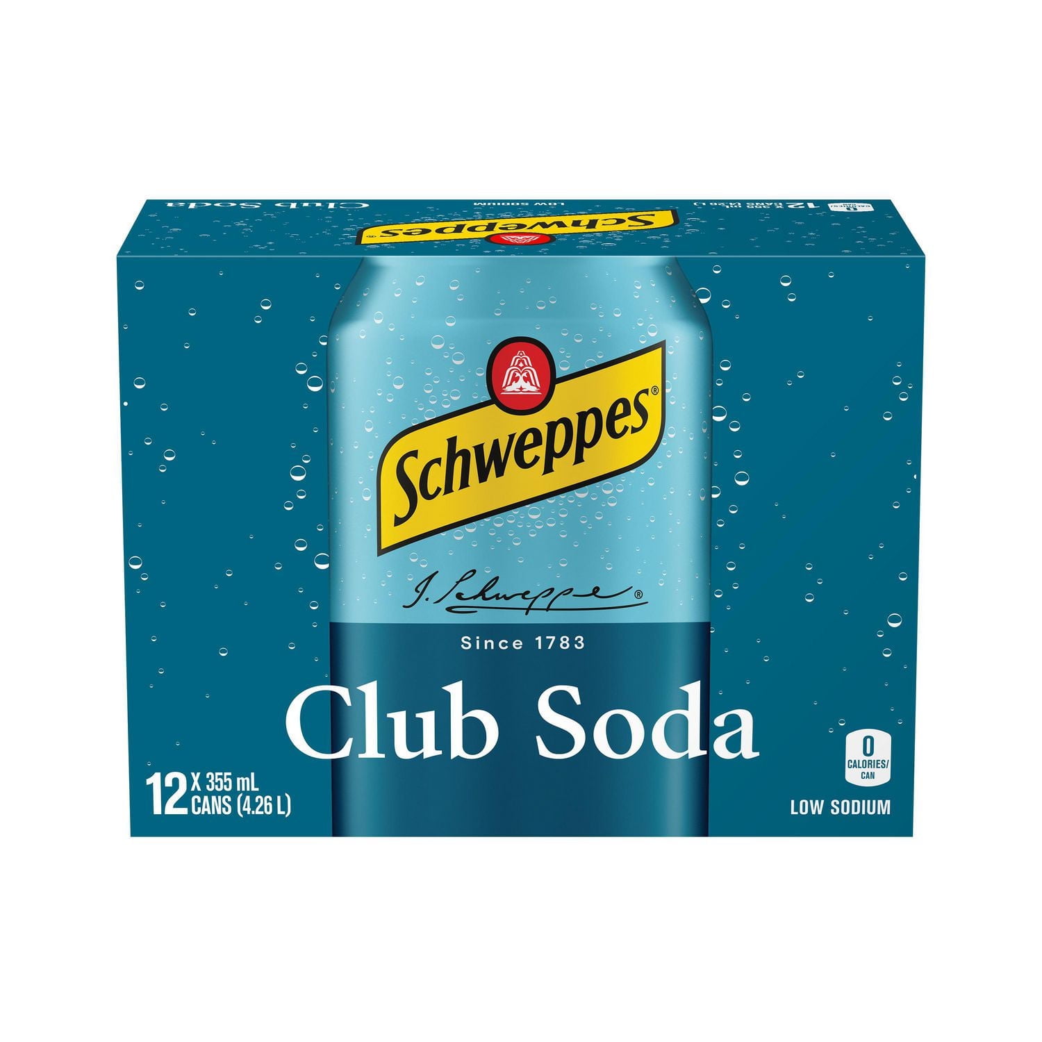 Schweppes Club Soda 12 x 355 mL, Cans, 12x355mL