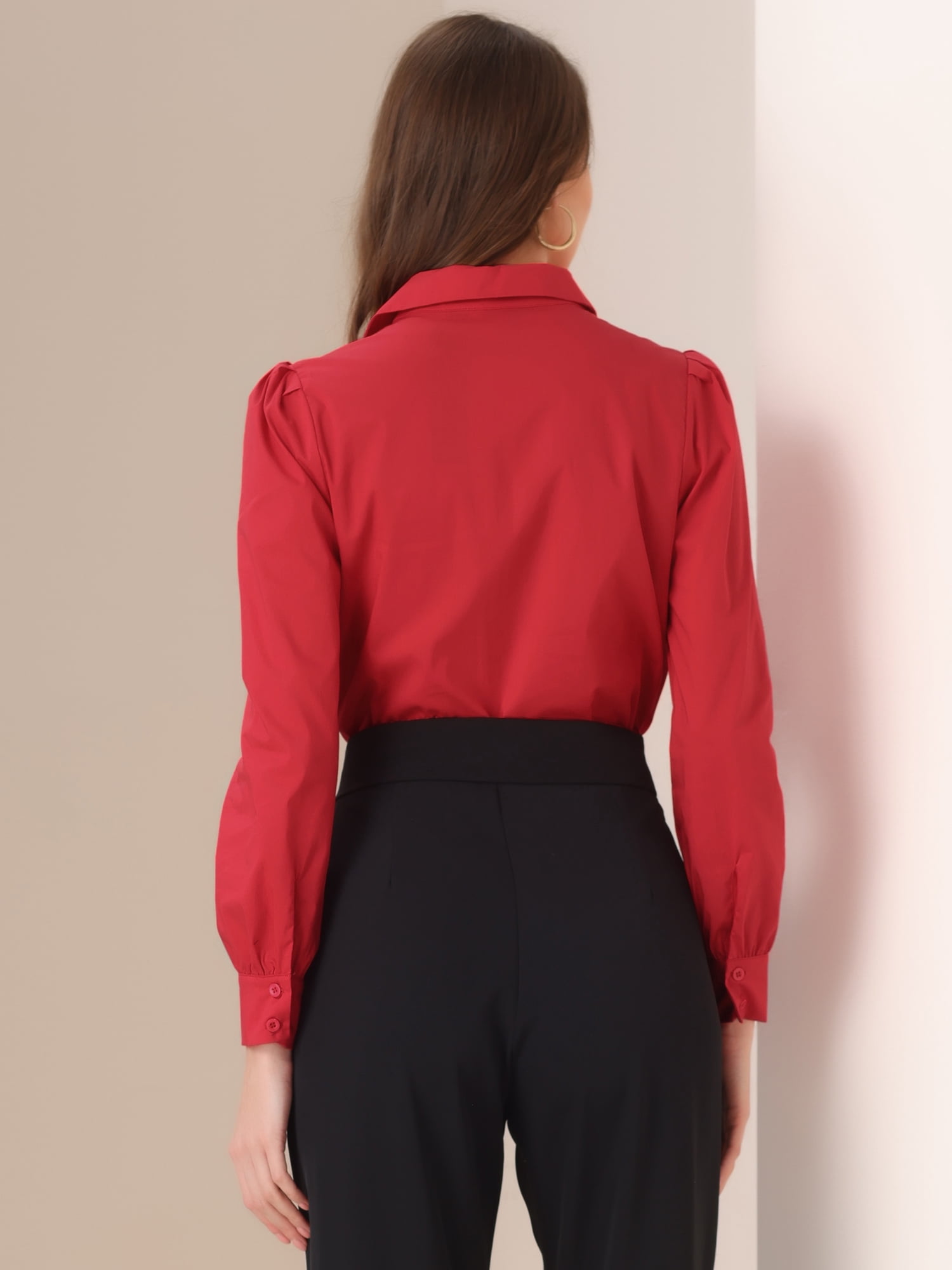 DARING DIVA Leotard Shirt Collared Button Down Long Sleeves Bodysuit XL Red