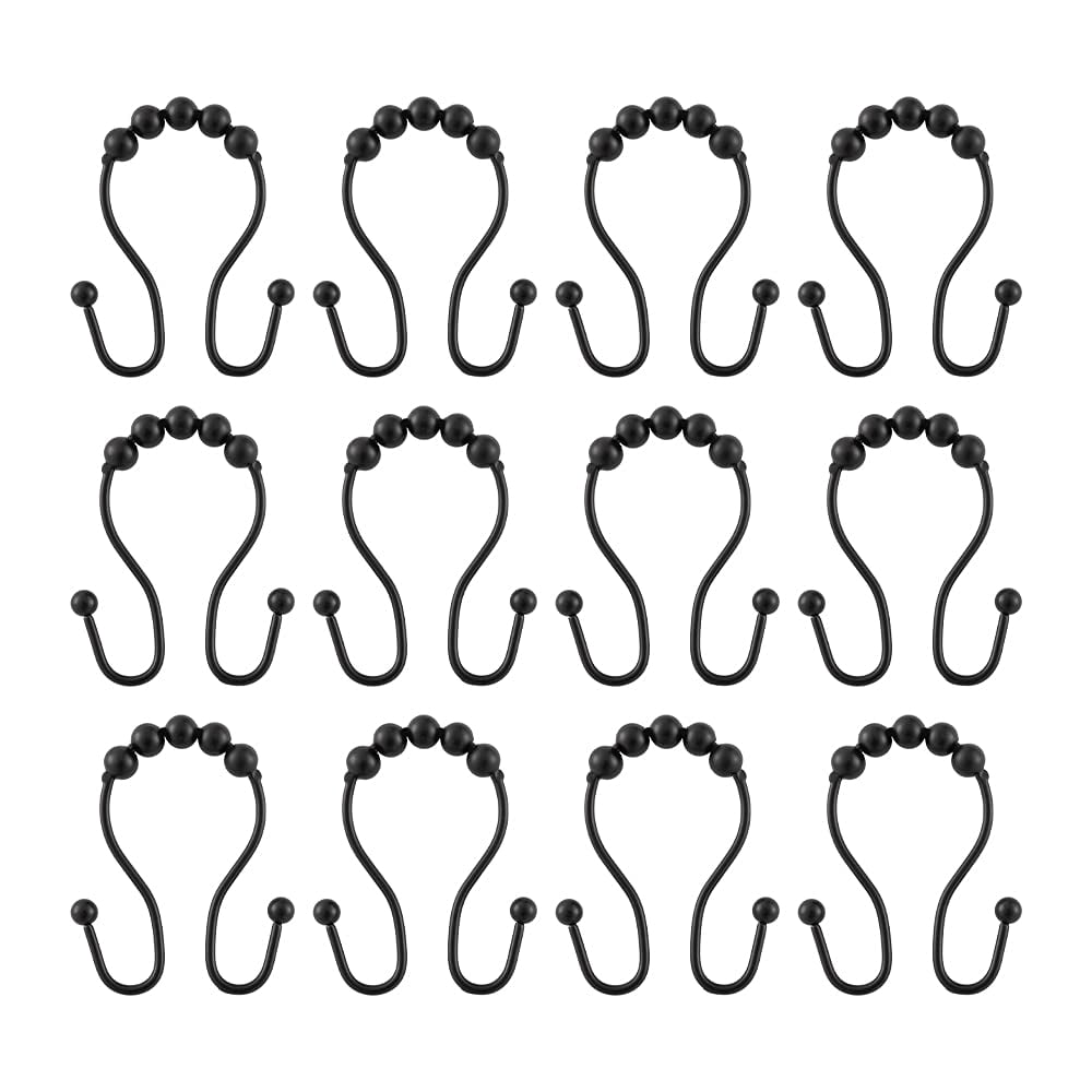 Utopia Alley  Double Roller Ball Stainless Steel Shower Curtain Hooks Rings, Set of 12 Black