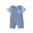 thumbnail image 1 of Mono para bebé niño, manga corta, cuello redondo, a cuadros, ropa de verano para uso diario informal., 1 of 9