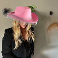 thumbnail image 2 of Lubelski Rhinestone Cowgirl Hat Retro Western Style with Adjustable Tie Fringed Rhinestone Hat for Cosplay Parties, 2 of 7