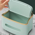 thumbnail image 6 of Tissue Box Organizer | Multipurpose Plastic Storage Remote Control Holder | Upscale Living Room Office | Multiple Compartments | Space Saving Design | Green White | 21.5x15.5x12.5cm | 1pc, 6 of 6