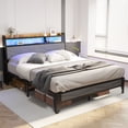 thumbnail image 6 of Meteorleg Full Size Bed Frame with Storage Headboard & Charging Station,Platform Metal Bed Frame with RGB Lights,No Box Spring Needed, Grey, 6 of 9
