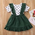 thumbnail image 2 of BemeyourBBs Toddler Baby Girls Summer Clothes Vintage Infant Baby Girls Summer 2 Piece Outfit Polka Dot Collar Short Sleeve T-Shirt and Ruffle Suspender Skirt Set, 2 of 6