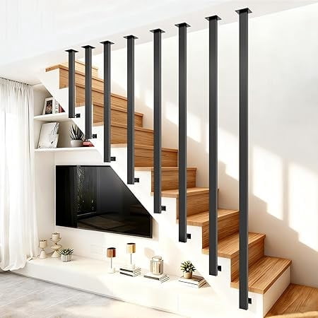 Black Metal Wall Mount Stair Handrail, Non-Slip Safety Grab Bar for Elderly Kids, Indoor Outdoor Support Rail for Home Loft Corridor(240cm)